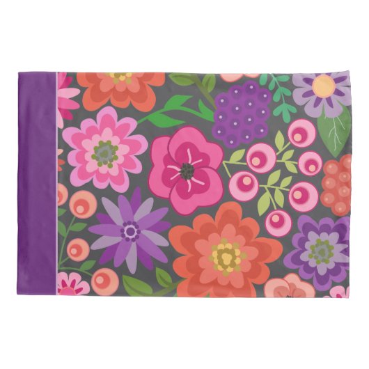 Trendy Flat Art Floral Pattern met name block Kussensloop (Achterkant)