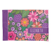 Trendy Flat Art Floral Pattern met name block Kussensloop (Voorkant)