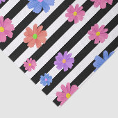 Trendy Floral Black & White Stripes gepatterd Tissuepapier (Detail)