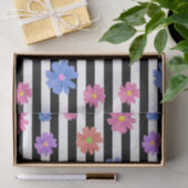 Trendy Floral Black & White Stripes gepatterd Tissuepapier (Geschenk)