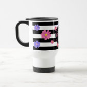 Trendy Floral Black & White Stripes, speciaal gepe Reisbeker (Links)