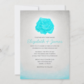 Trendy Floral Blauwgroen Wedding Invitations Kaart
