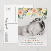 Trendy Floral Blooms Fotoaankondiging Aankondigingskaart (Voorkant / Achterkant)