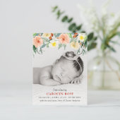 Trendy Floral Blooms Fotoaankondiging Aankondigingskaart (Staand voorkant)