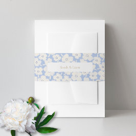 Trendy Floral Blue & White Custom Wedding Uitnodigingen Wikkel