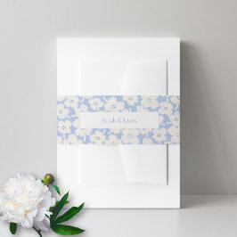 Trendy Floral Blue & White Custom Wedding Uitnodigingen Wikkel
