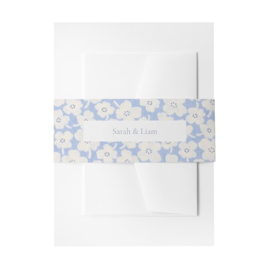 Trendy Floral Blue & White Custom Wedding Uitnodigingen Wikkel (Voorkant Voorbeeld)