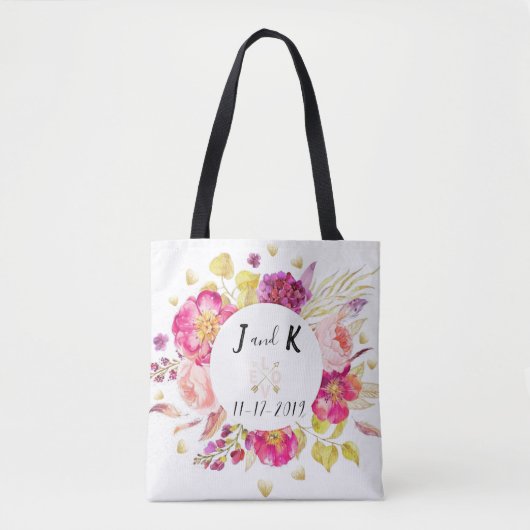 Trendy Floral bruiloft ontwerp Tote Bag (Voorkant)