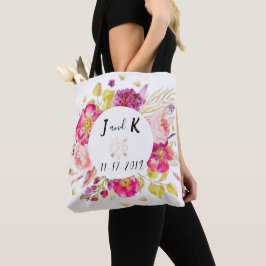 Trendy Floral bruiloft ontwerp Tote Bag