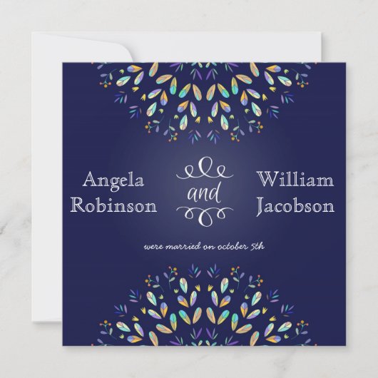 Trendy Floral Chalkboard Post Wedding Invitation Kaart (Voorkant)