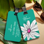 Trendy Floral Daisy Illustration - Pink and Green Bagagelabel<br><div class="desc">Een zand en griezelig stuk van hipster. Je kunt een naam,  een monogram of een andere aangepaste tekst toevoegen. Als u de kunst rond moet bewegen,  klik op de aanpassingsknoop om veranderingen aan te brengen.</div>