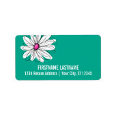 Trendy Floral Daisy Illustration - Pink and Green Etiket (Voorkant)