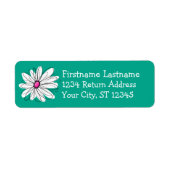 Trendy Floral Daisy Illustration - Pink and Green Etiket (Voorkant)
