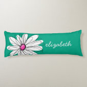 Trendy Floral Daisy Illustration - Pink and Green Lichaamskussen (Achterkant)