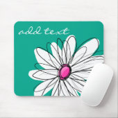 Trendy Floral Daisy Illustration - Pink and Green Muismat (Met muis)