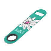 Trendy Floral Daisy Illustration - Pink and Green Speed Flessenopener (Voorkant Gekanteld)