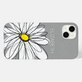 Trendy Floral Daisy met grijze gele douanenaam Case-Mate iPhone Case (Achterkant (horizontaal))
