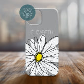 Trendy Floral Daisy met grijze gele douanenaam Case-Mate iPhone Case