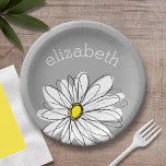 Trendy Floral Daisy met grijze gele douanenaam Papieren Bordje<br><div class="desc">Een zand en griezelig stuk van hipster. Je kunt een naam,  een monogram of een andere aangepaste tekst toevoegen. Als u de kunst rond moet bewegen,  klik op de aanpassingsknoop om veranderingen aan te brengen.</div>