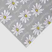 Trendy Floral Daisy met grijze gele douanenaam Tissuepapier (Detail)