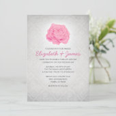 Trendy Floral Damask Wedding Invitations Kaart (Staand voorkant)