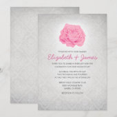 Trendy Floral Damask Wedding Invitations Kaart (Voorkant / Achterkant)