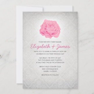 Trendy Floral Damask Wedding Invitations Kaart