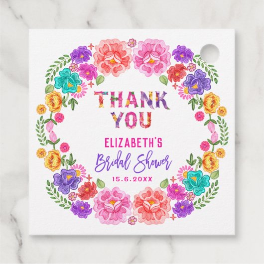 Trendy Floral Fiesta Mexicaans Vrijgezellenfeest Bedankjes Labels (Achterkant)