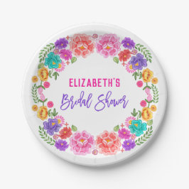 Trendy Floral Fiesta Mexicaans Vrijgezellenfeest Papieren Bordje