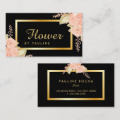 Trendy Floral Gold Foil Visitekaartje (Voorkant / Achterkant)