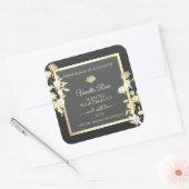 Trendy Floral Grey Verpakkingslabels en Goud Lijst Vierkante Sticker (Envelop)