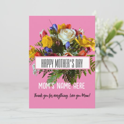 TRENDY FLORAL HAPPY MOEDERDAG KAART (Staand voorkant)