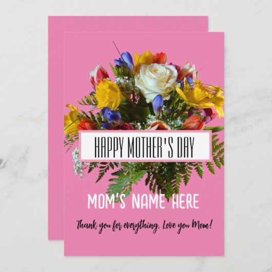 TRENDY FLORAL HAPPY MOEDERDAG KAART (Voorkant / Achterkant)