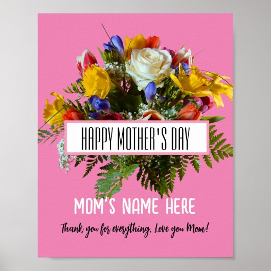 TRENDY FLORAL HAPPY MOEDERDAG POSTER (Voorkant)