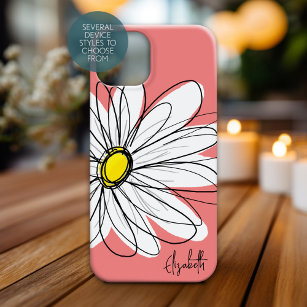 Trendy Floral Illustration Custom naam van Daisy Case-Mate iPhone Case