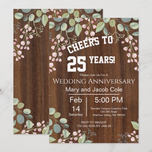 Trendy Floral Jubileum Kaart (Voorkant / Achterkant)