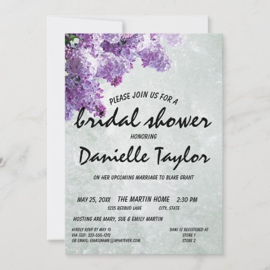 Trendy Floral Lila Bloom Vrijgezellenfeest Kaart (Voorkant)