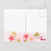 Trendy Floral Marble Photo Birth Announding Briefkaart (Achterkant)