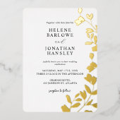 Trendy Floral Modern Minimalistisch Elegant Bruilo Folie Uitnodiging (Voorkant)