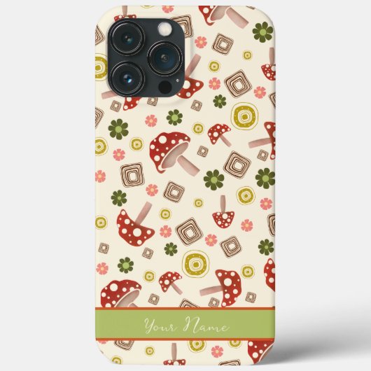 Trendy Floral Mushroom Pattern naam Case-Mate iPhone Case (Achterkant)