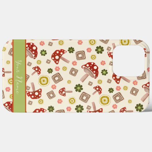 Trendy Floral Mushroom Pattern  naam Case-Mate iPhone Case (Achterkant (horizontaal))