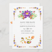 Trendy Floral Paisley Indian Wedding Save The Date (Voorkant / Achterkant)