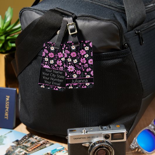Trendy Floral Pattern Bagagelabel (Voorkant /achterkant)
