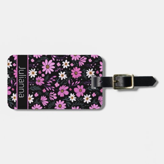 Trendy Floral Pattern Bagagelabel (Voorkant horizontaal)