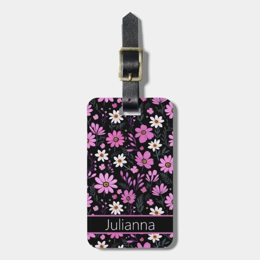 Trendy Floral Pattern Bagagelabel (Voorkant verticaal)