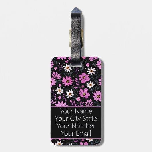 Trendy Floral Pattern Bagagelabel (Achterkant verticaal)