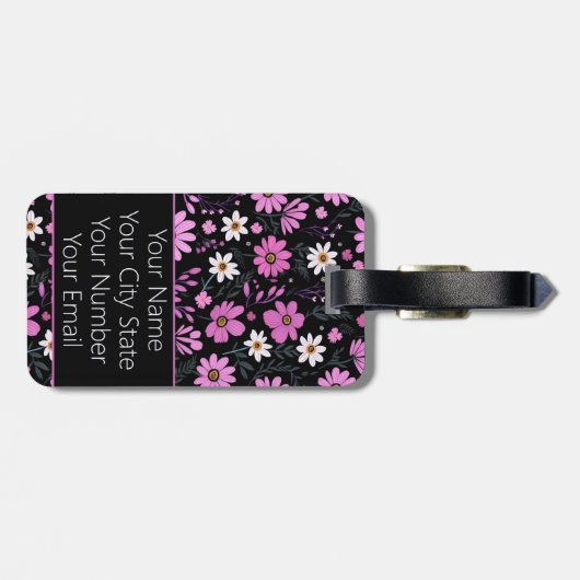 Trendy Floral Pattern Bagagelabel (Achterkant horizontaal)