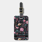 Trendy Floral Pattern Bagagelabel (Voorkant verticaal)