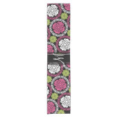 Trendy Floral Pattern Hot Pink and Black Monogram Korte Tafelloper (Voorkant)