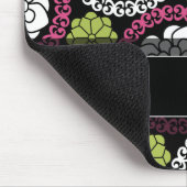 Trendy Floral Pattern Hot Pink and Black Monogram Muismat (Hoek)